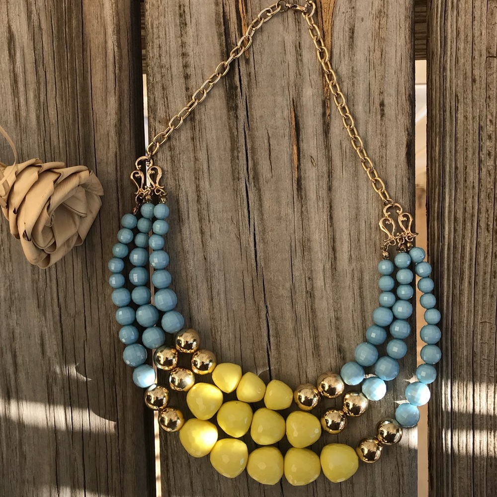 Blue and yellow faceted multilayer necklace 🎯🚨SOLD🚨🚨🎯no longer available!